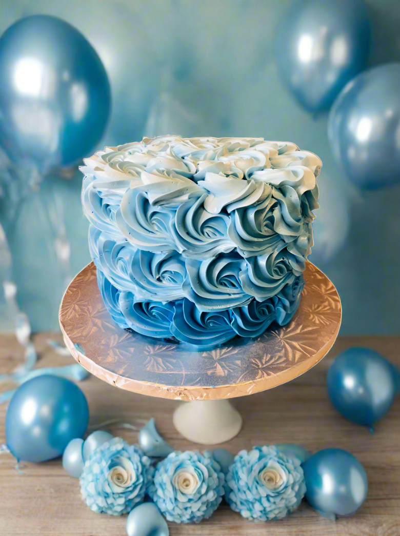 Blue Rosette Smash Cake