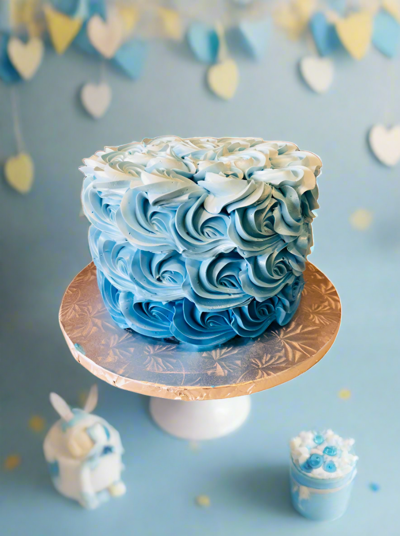 Blue Rosette Smash Cake