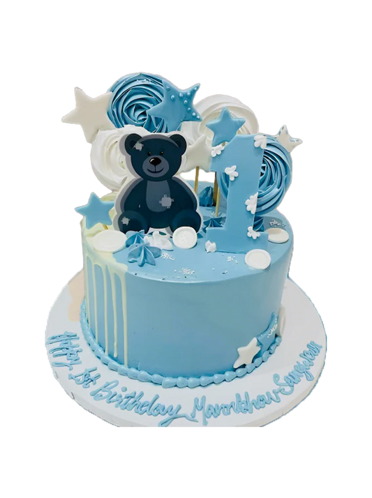 Blue Teddy Cream Cake