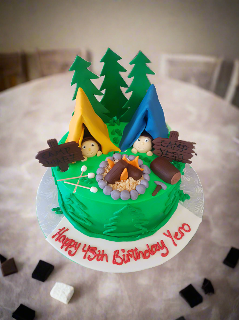 Camping Birthday Cake
