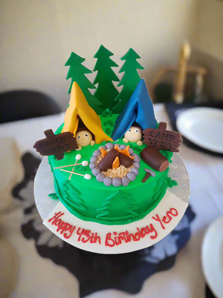 Camping Birthday Cake
