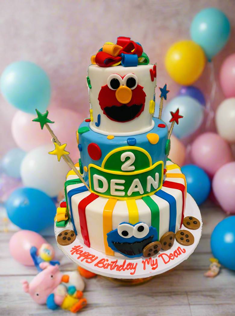 Cookie Monster Fondant Tiered Cake