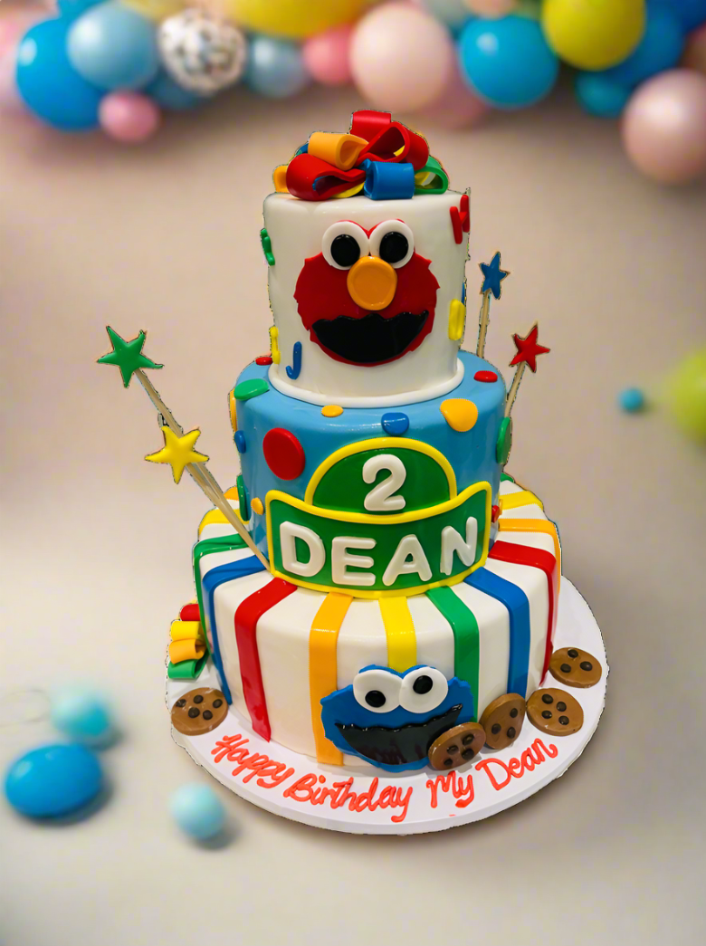 Cookie Monster Fondant Tiered Cake