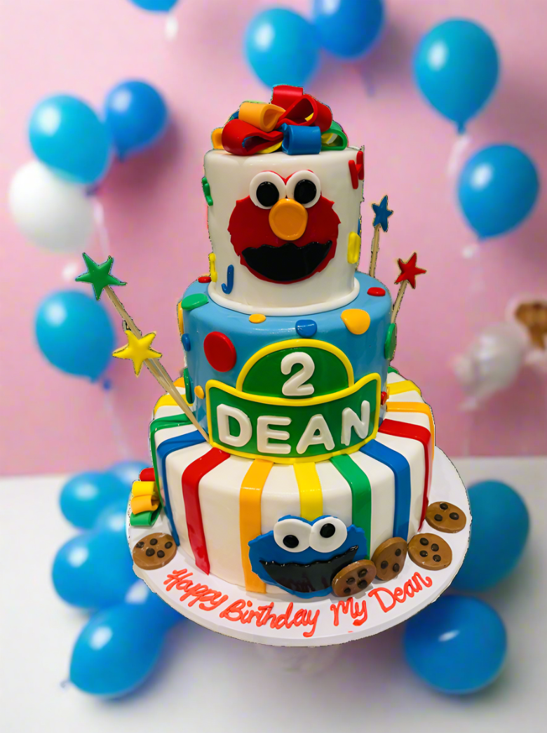 Cookie Monster Fondant Tiered Cake