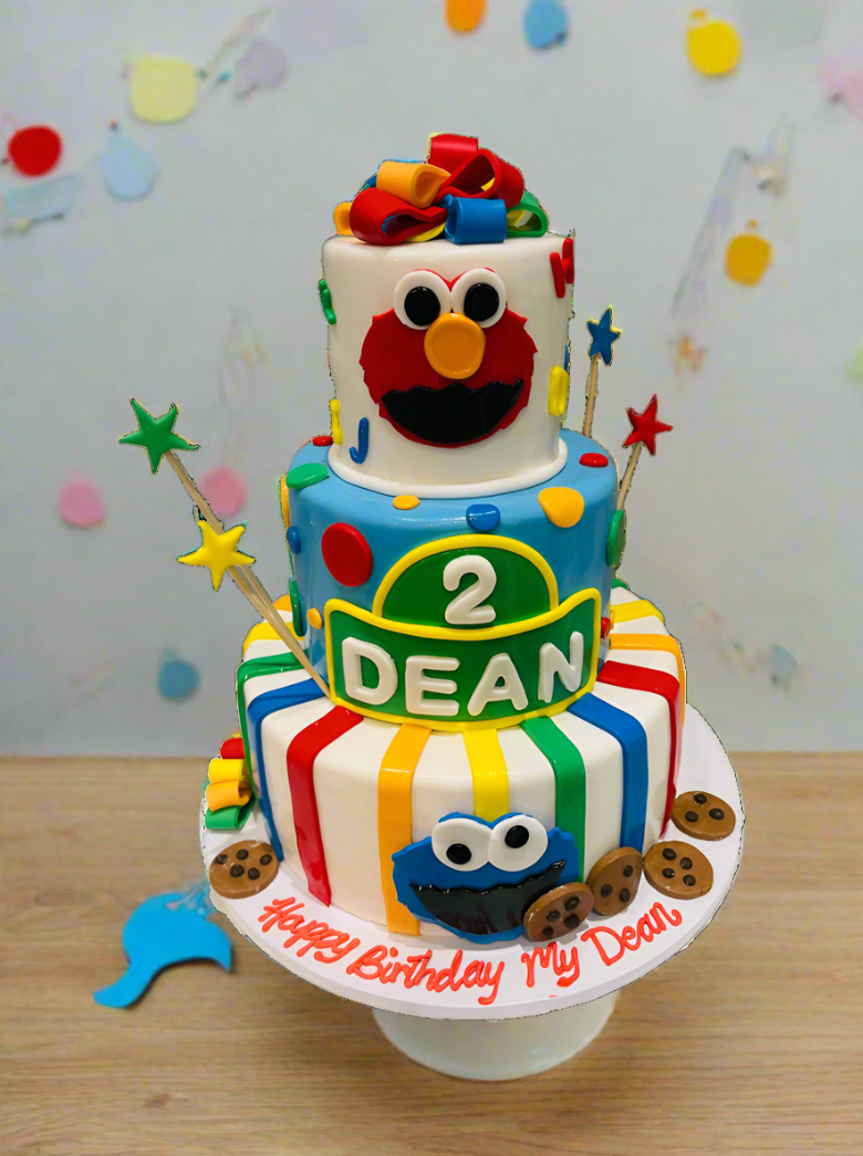 Cookie Monster Fondant Tiered Cake