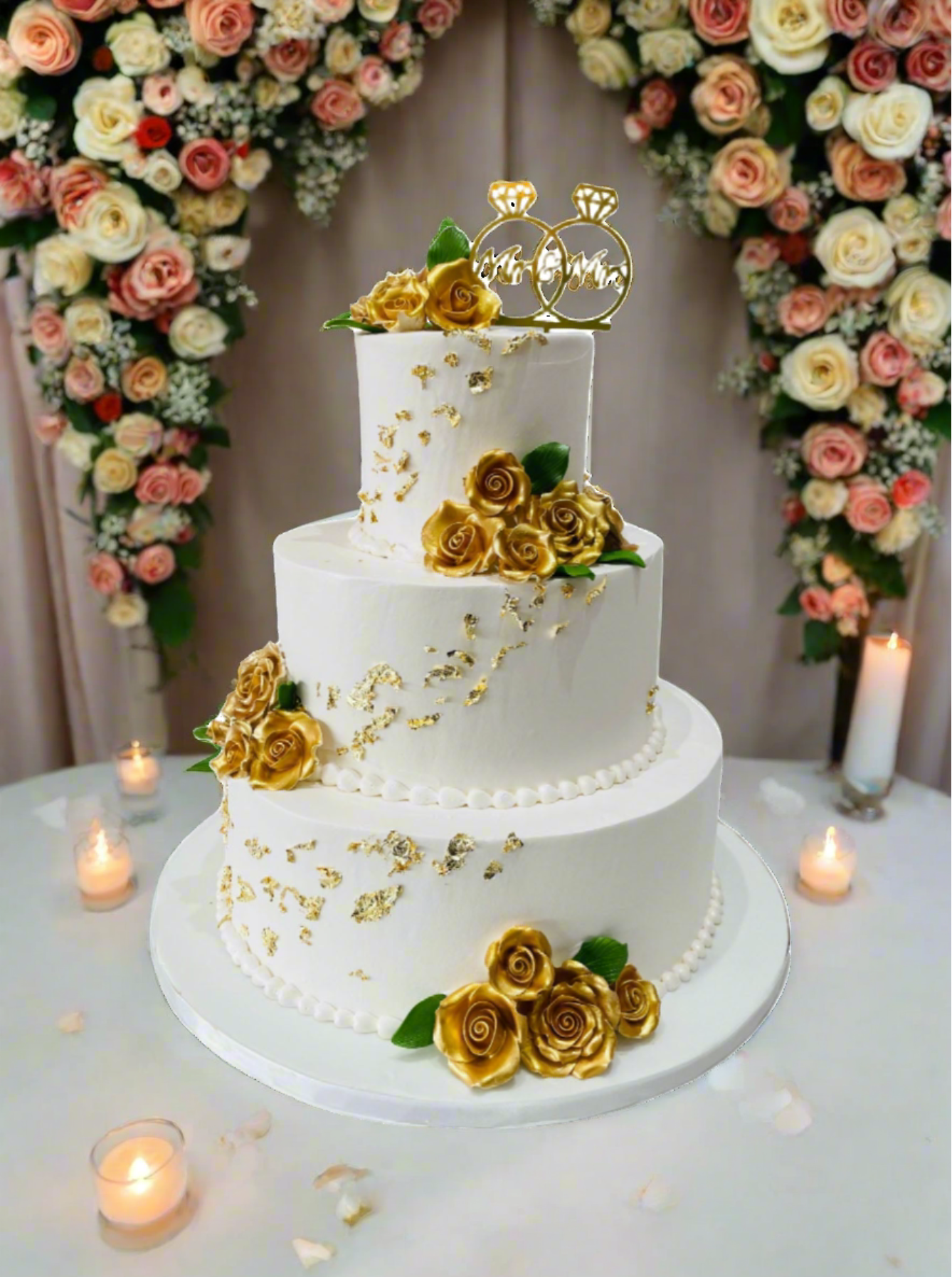 Esvet Golden Wedding Cake