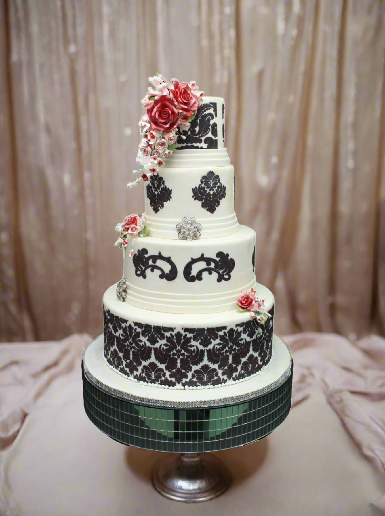 Flora Damask Wedding Cake