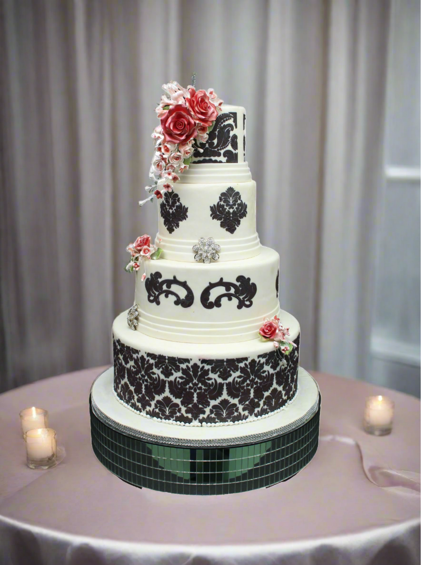 Flora Damask Wedding Cake
