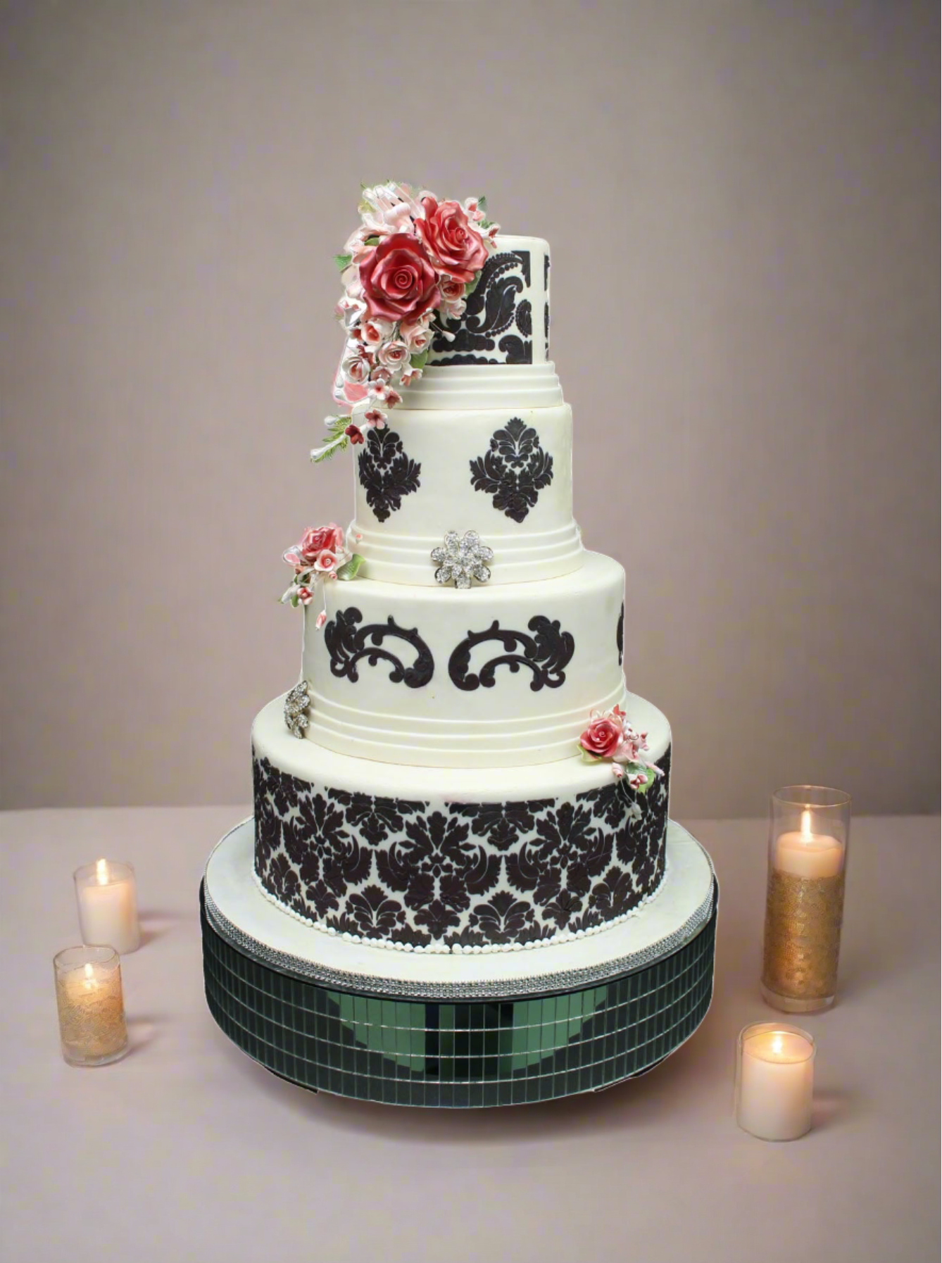 Flora Damask Wedding Cake
