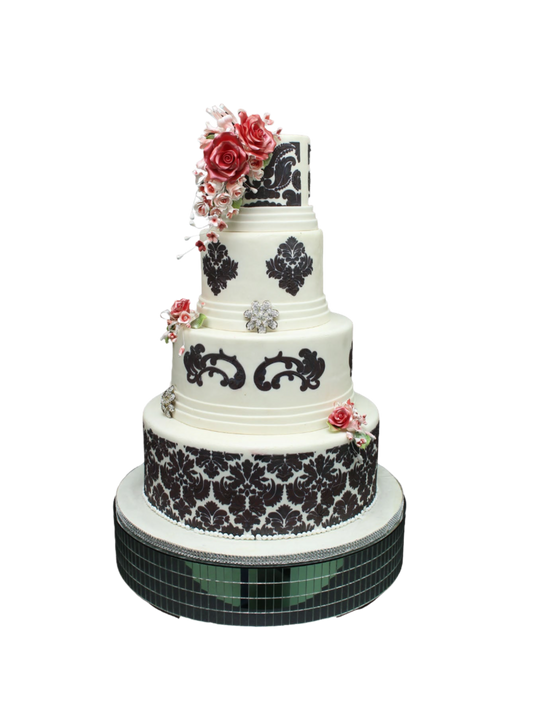 Flora Damask Wedding Cake