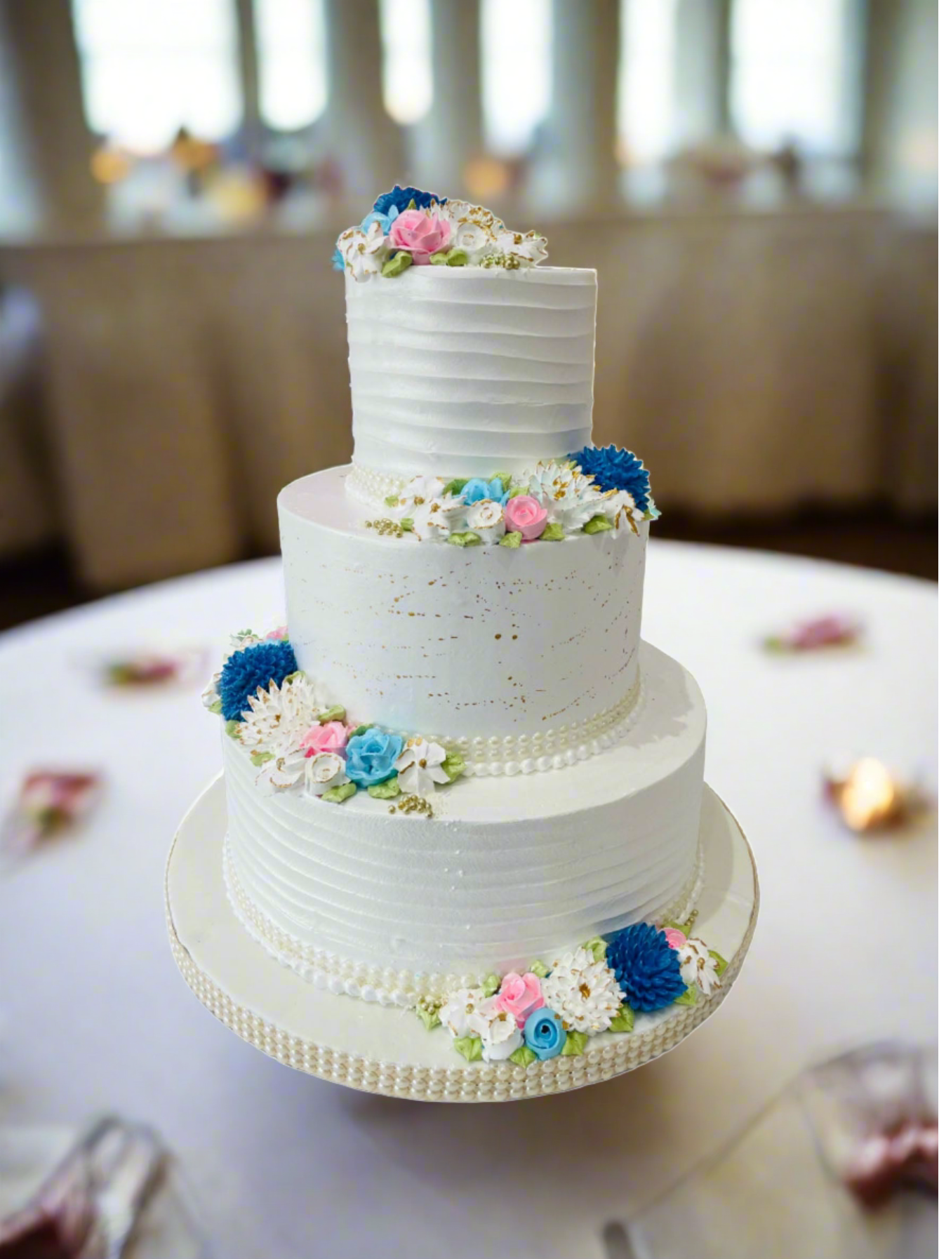 Floral Wedding Cream Cake