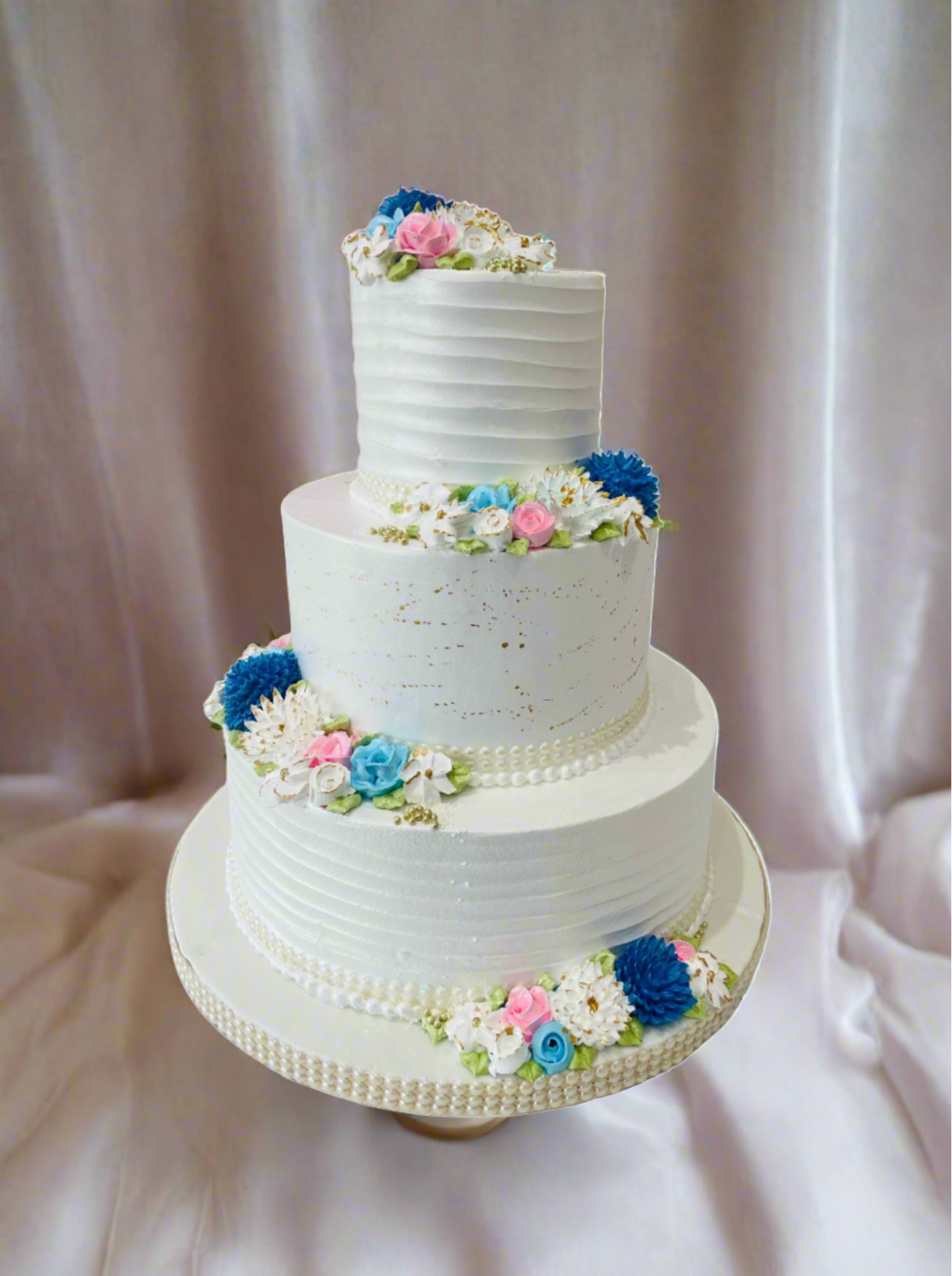 Floral Wedding Cream Cake