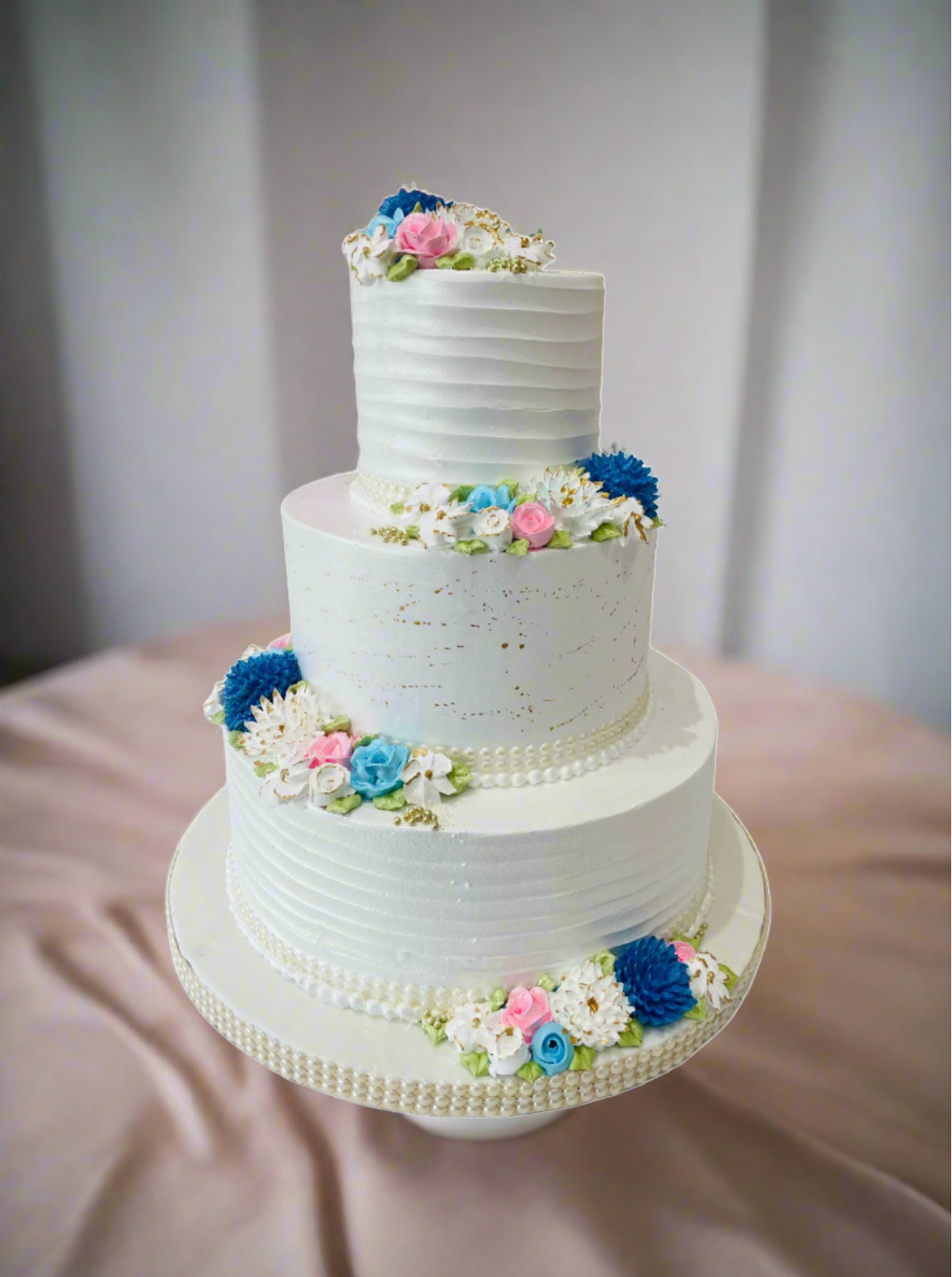 Floral Wedding Cream Cake