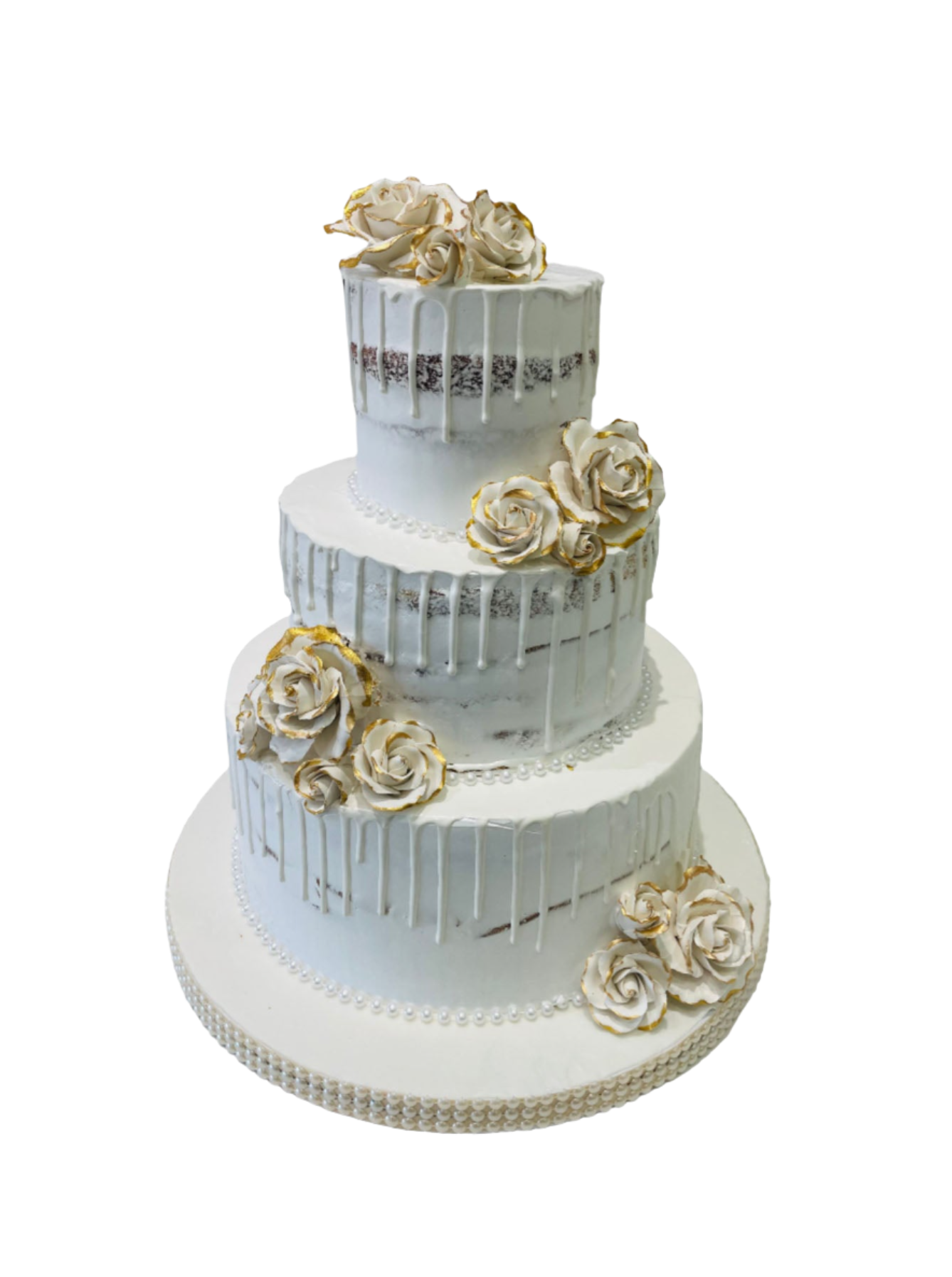Gold & White Drizzle Wedding Cake