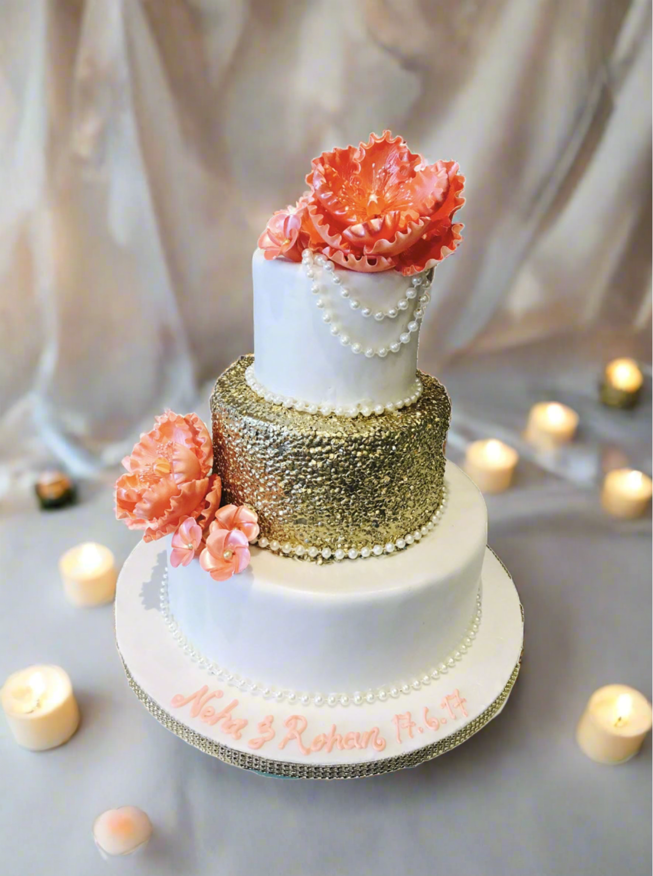 Golden Sequin Wedding Cake