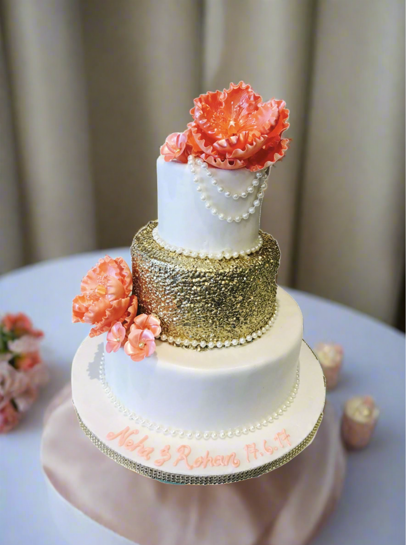 Golden Sequin Wedding Cake