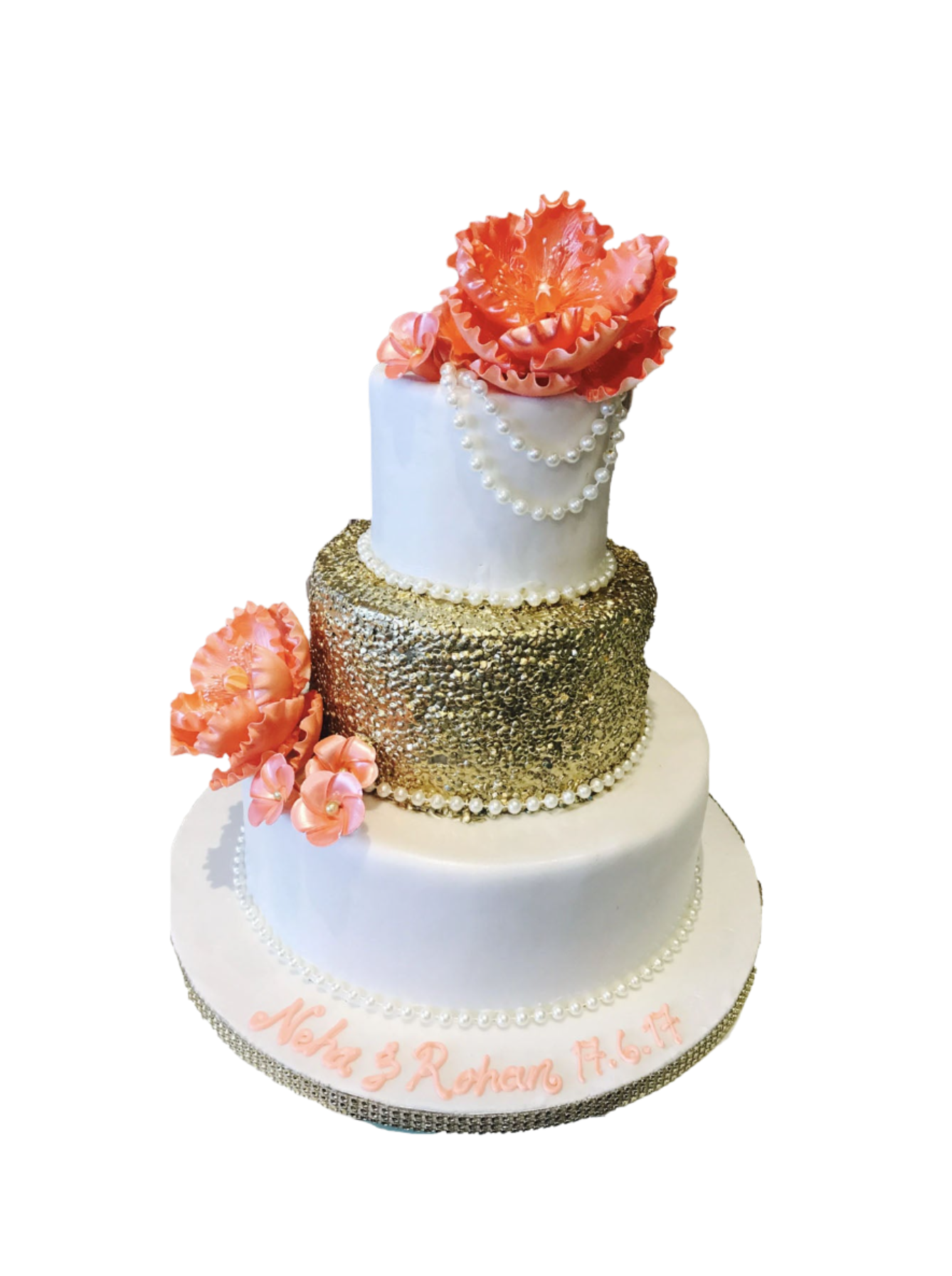 Golden Sequin Wedding Cake