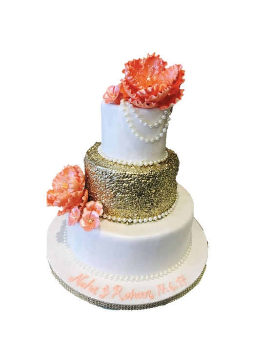 Golden Sequin Wedding Cake