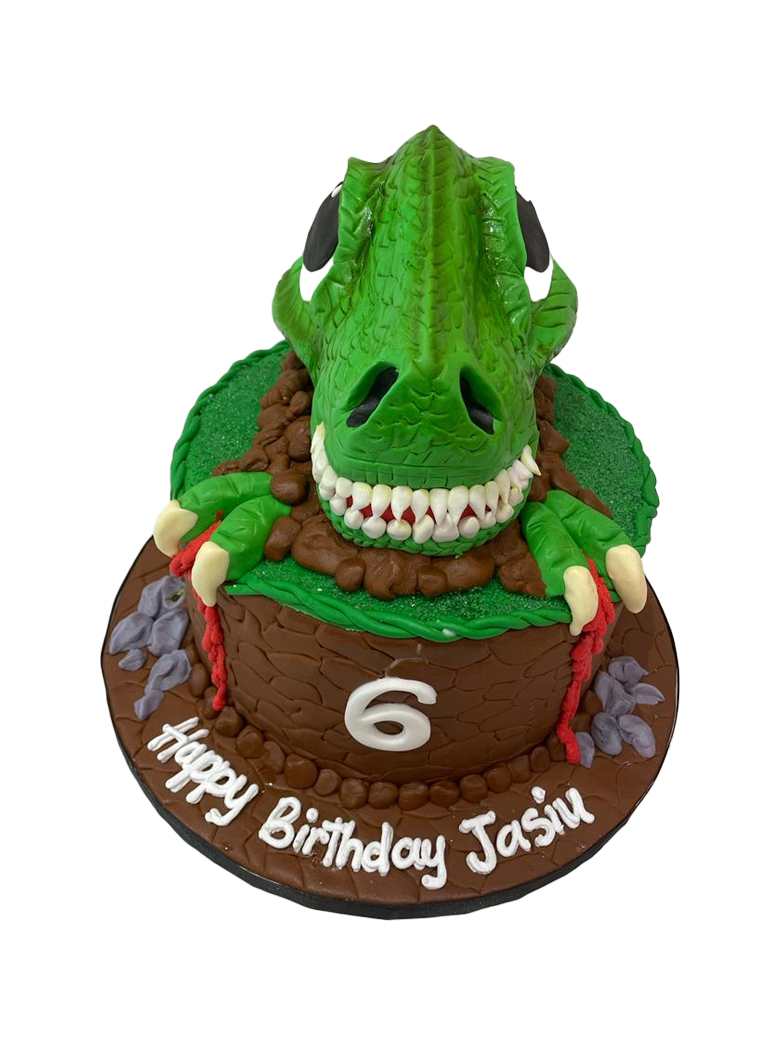 Grinning Dinosaur Fondant Cake