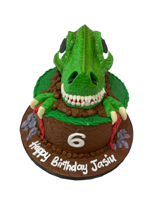 Grinning Dinosaur Fondant Cake