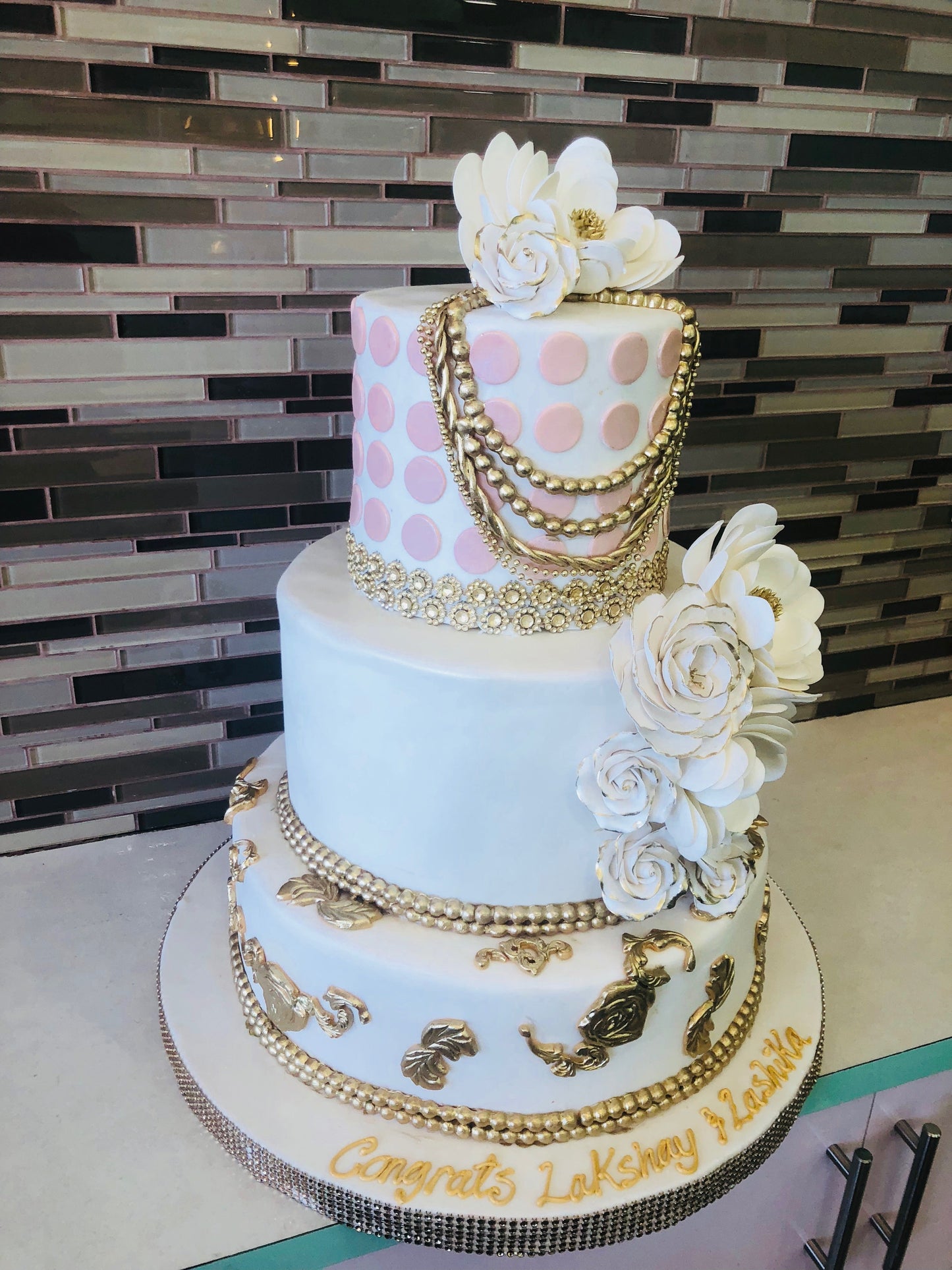 White & gold Wedding Cake - Rashmi's Bakery
