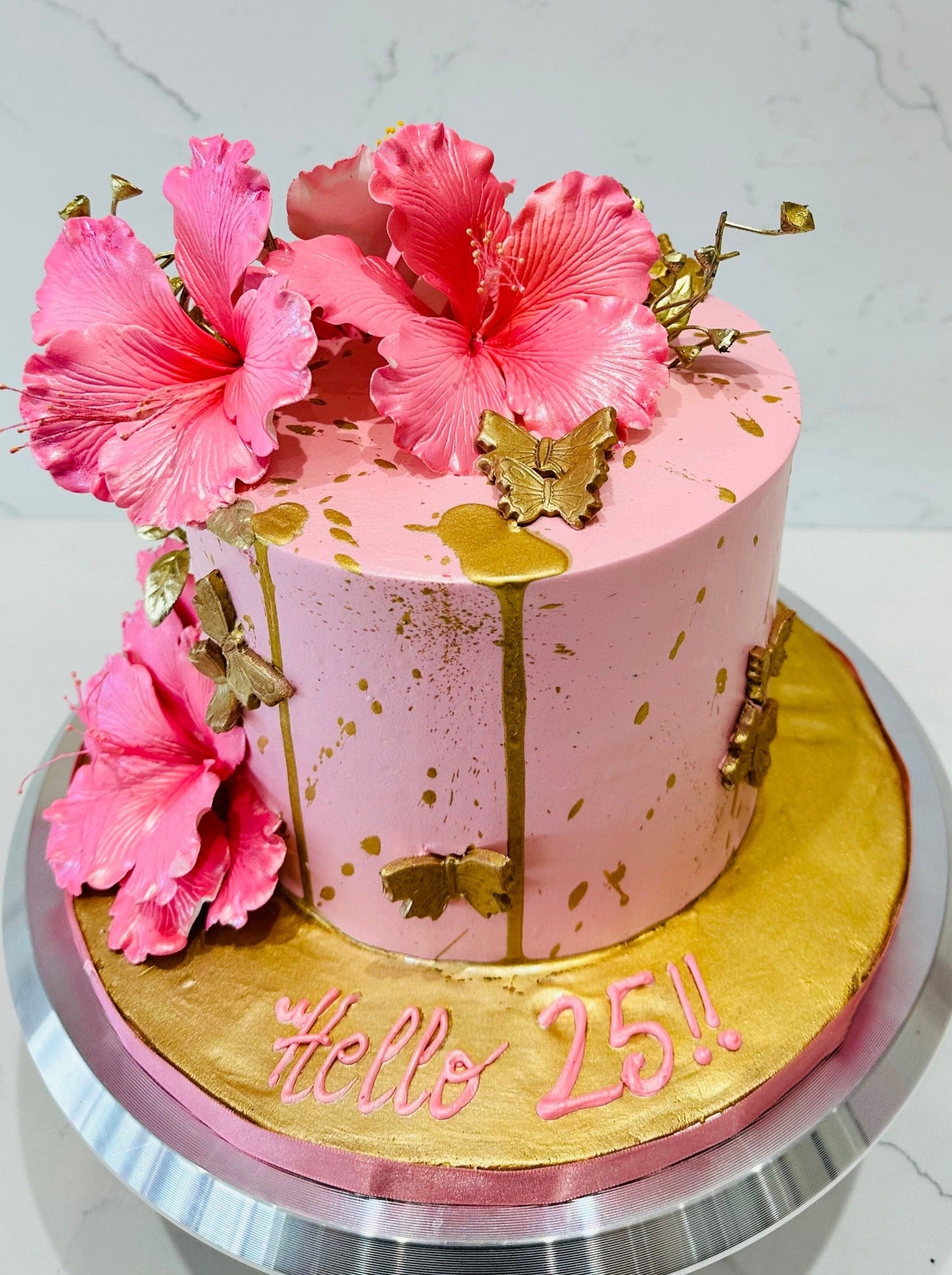 Avlyn Pink And Gold Cream Cake