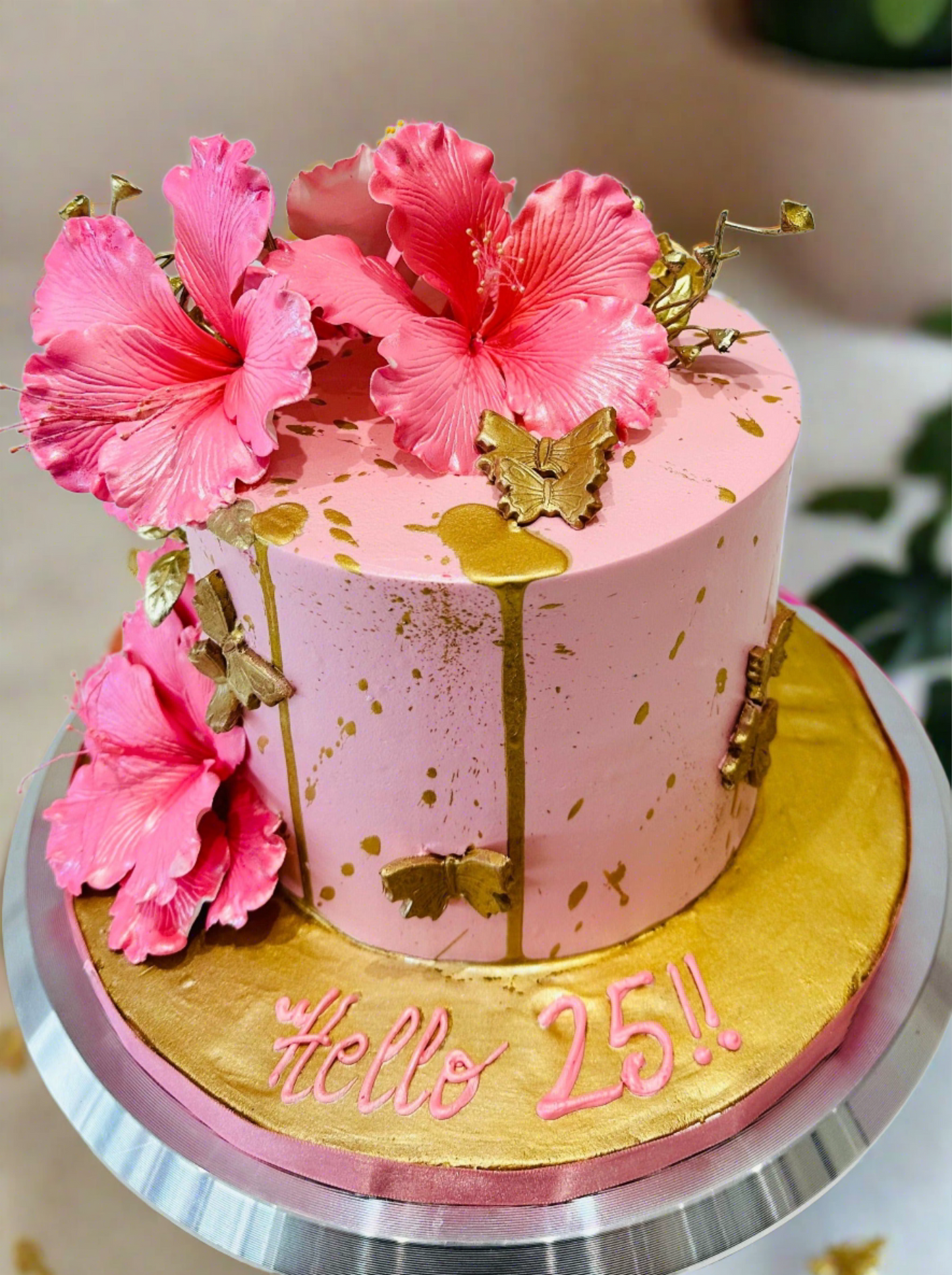 Avlyn Pink And Gold Cream Cake