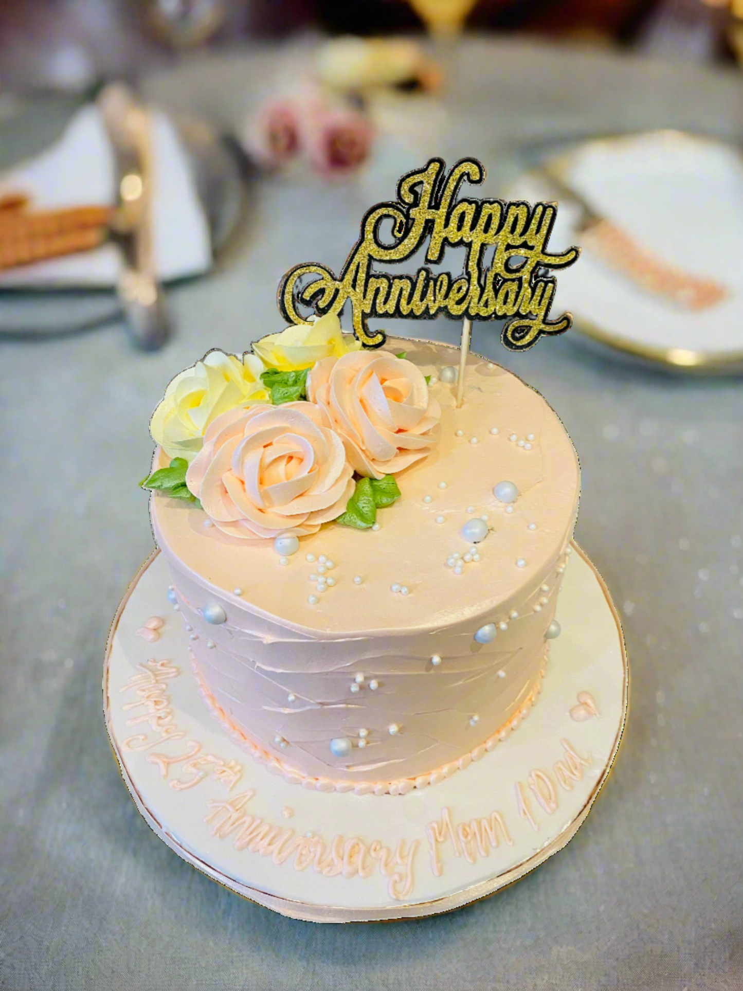 Peach Anniversary Cream Cake