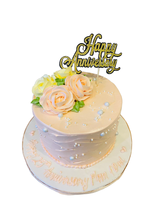Peach Anniversary Cream Cake