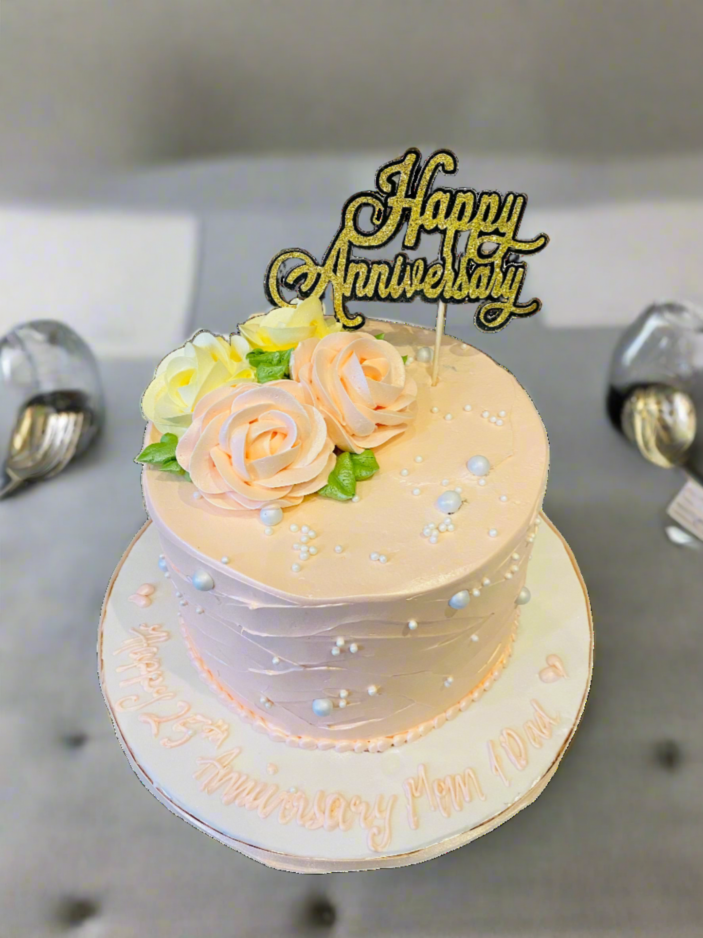 Peach Anniversary Cream Cake