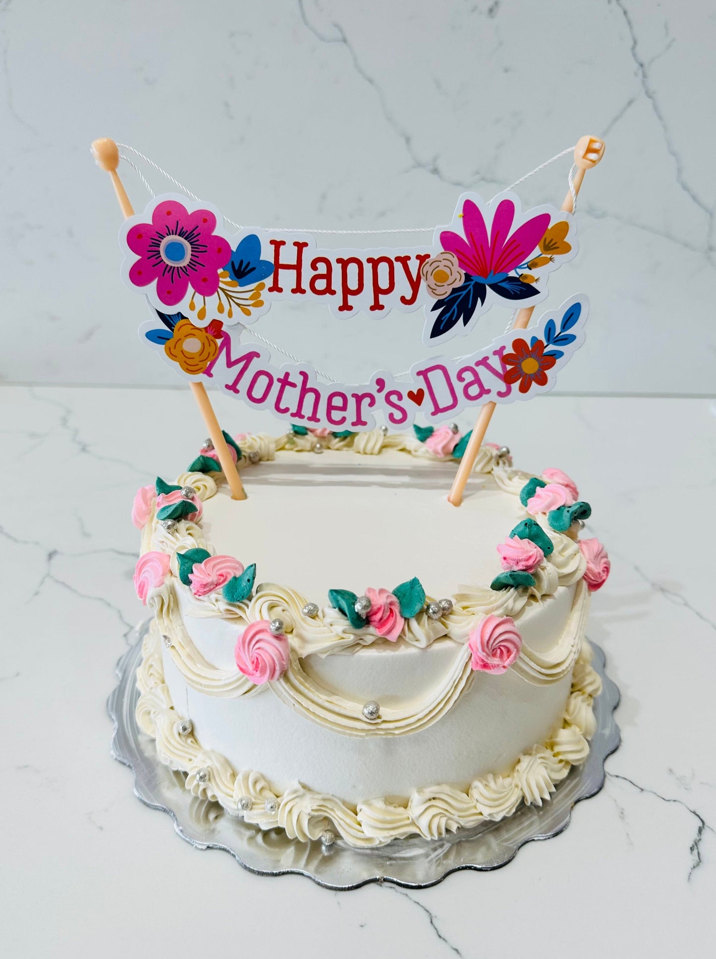 Ivory Floral Mother's Day Cake