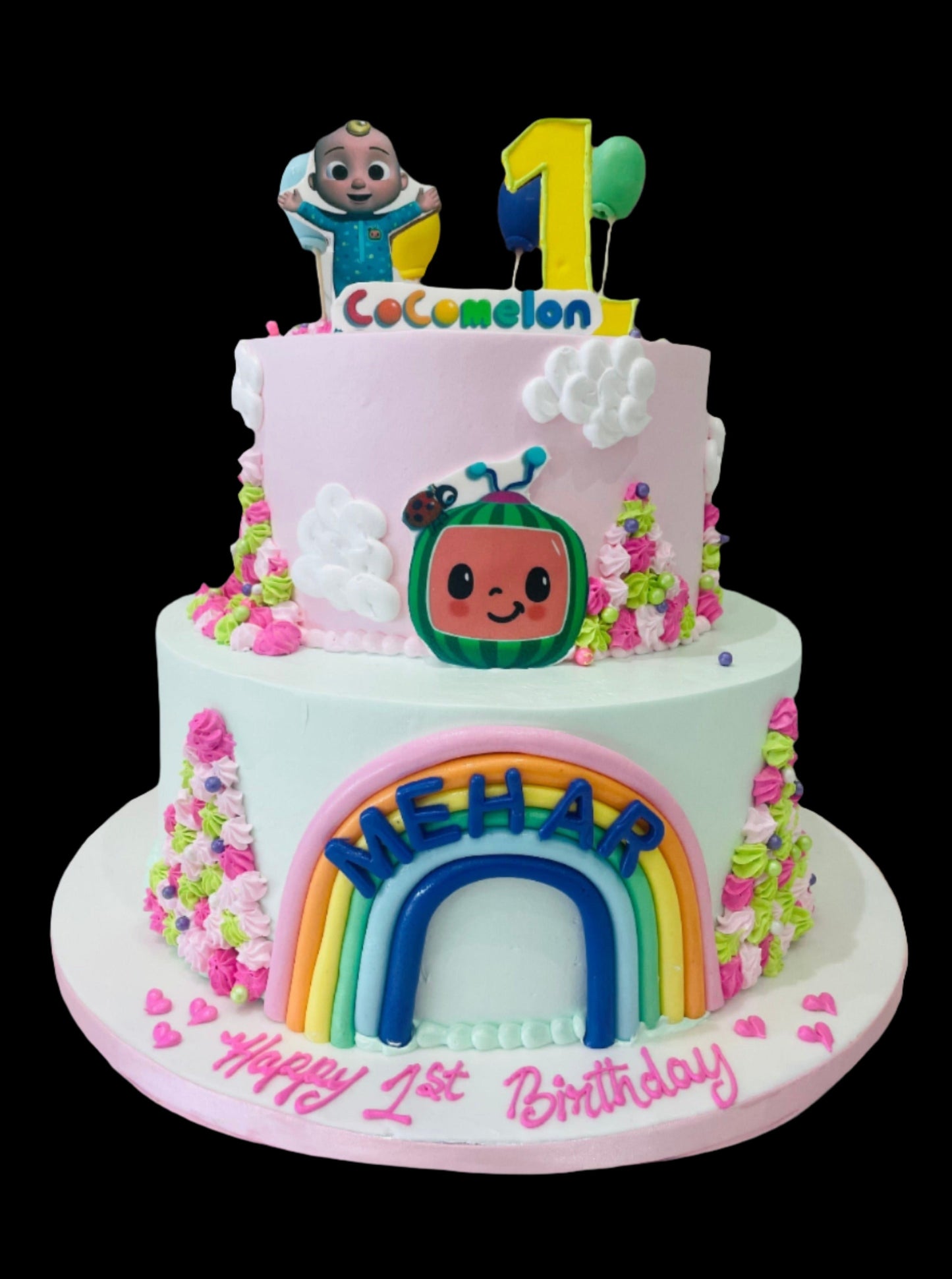 Cocomelon Tiered Cream Cake