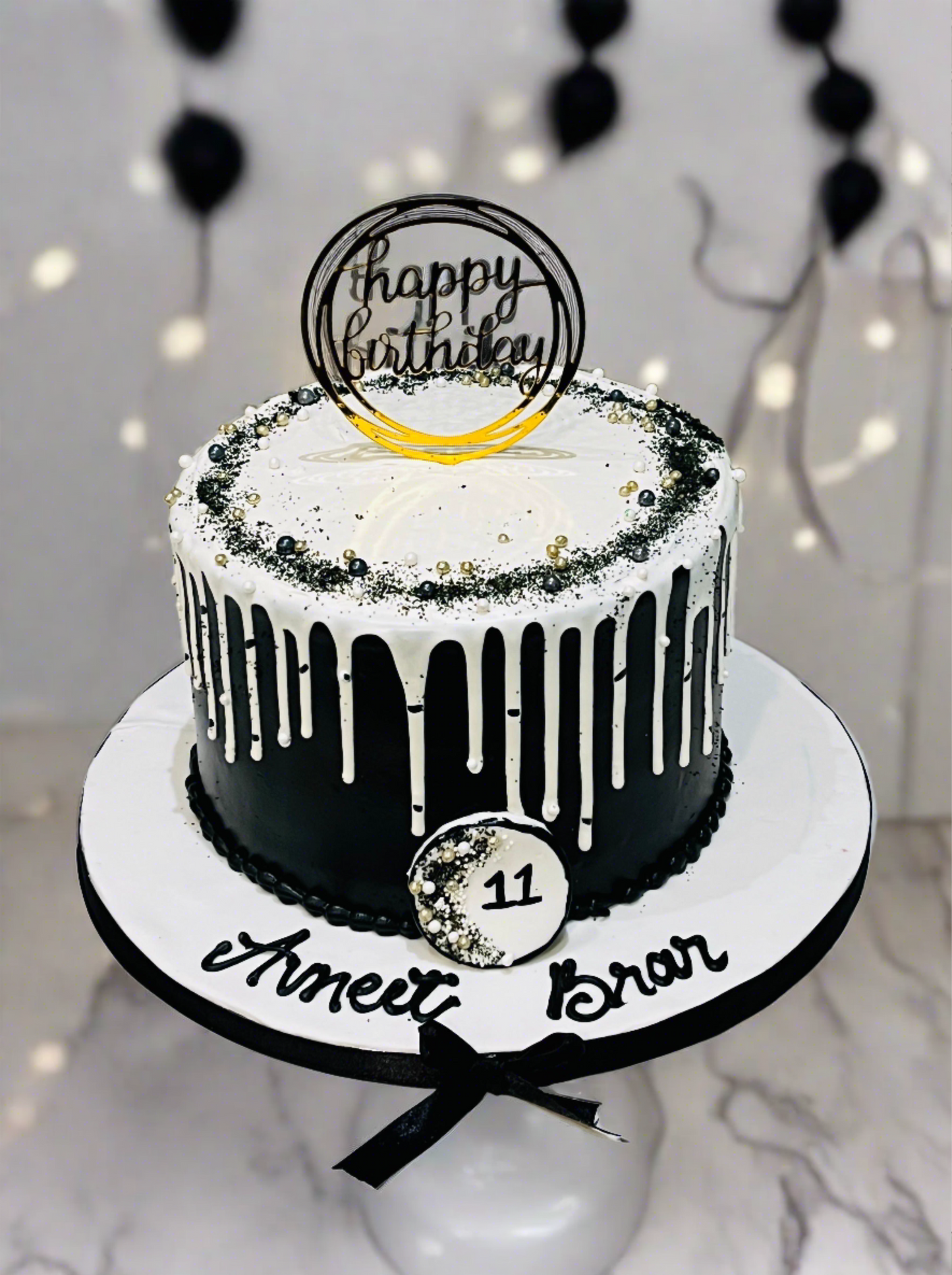 Avneet Black & White Birthday Cake