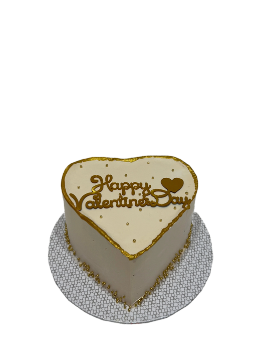 Gold and ivory valentine cake