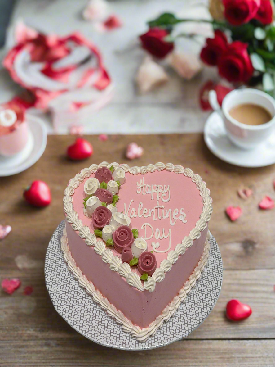 Pink Heart Valentines Cake