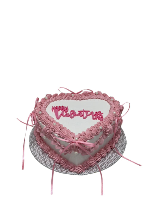 Pink Ribbon Valentines Cake