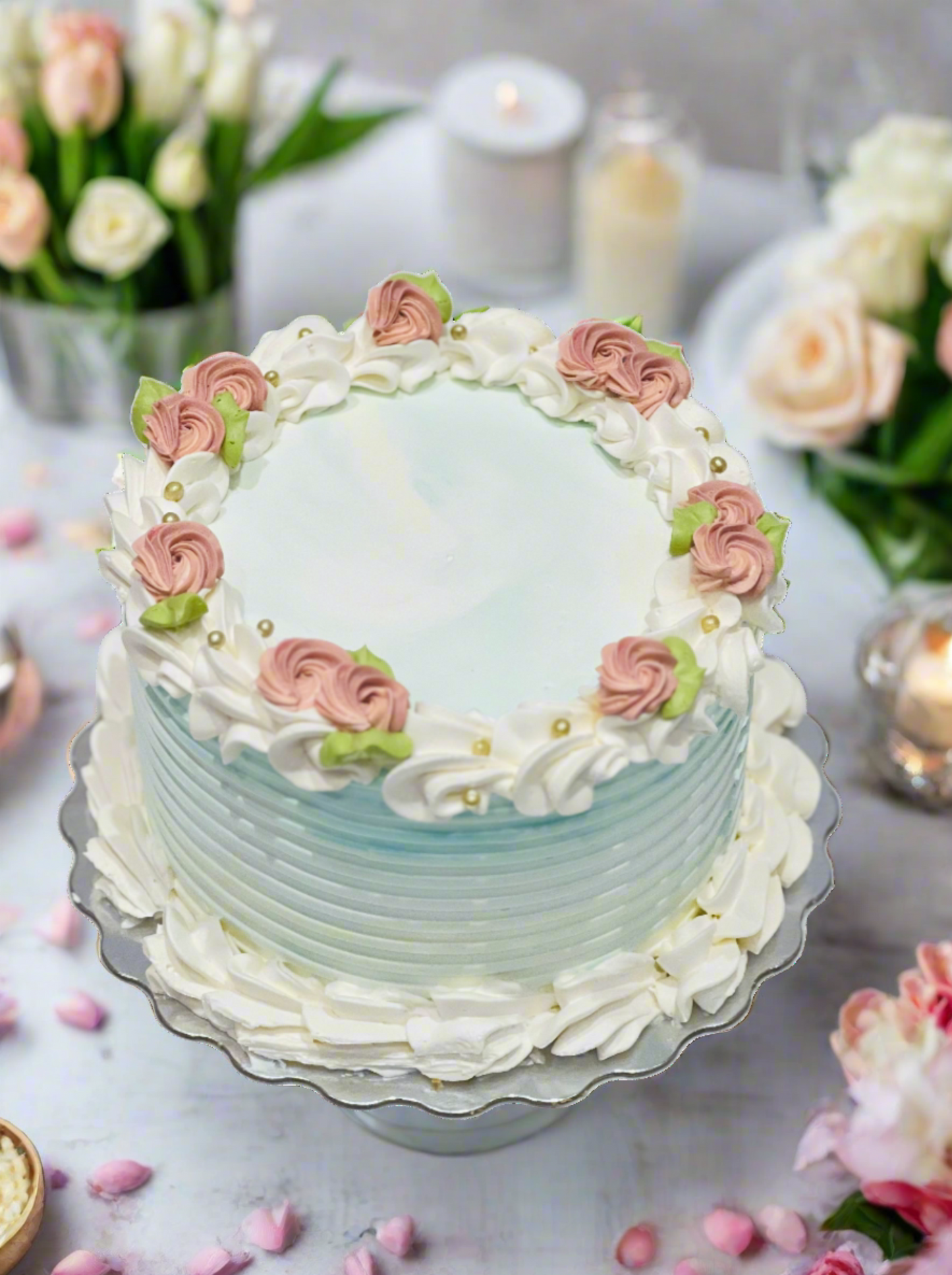 Adheera Teal & Rose Gold Cake
