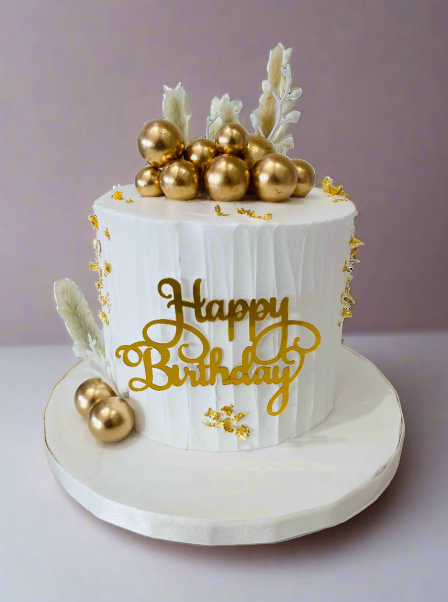 Boho White & Golden Cream Cake