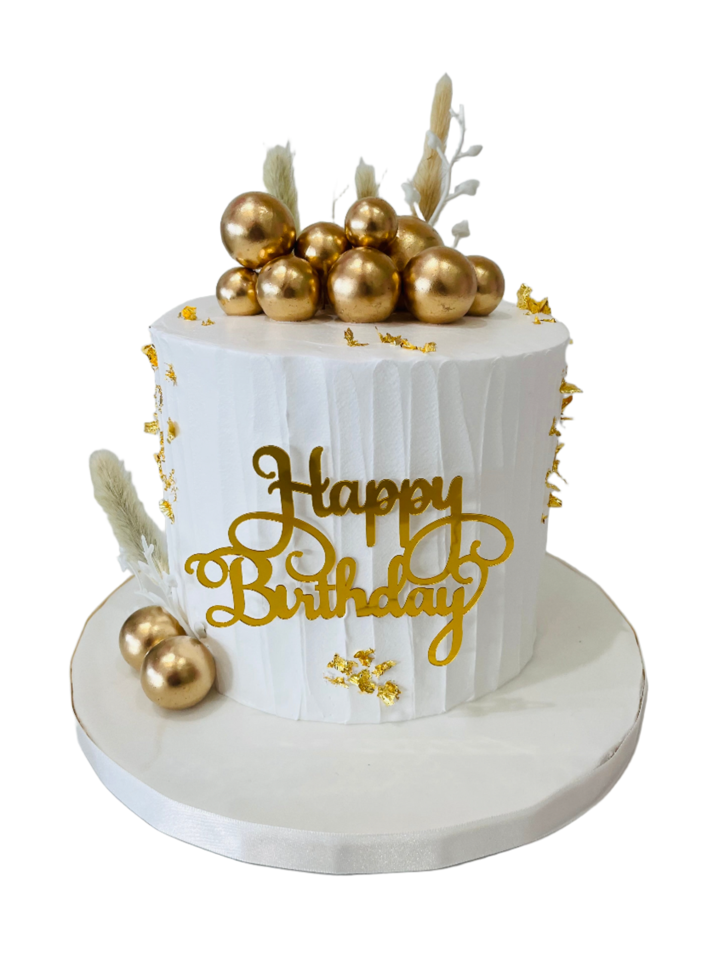 Boho White & Golden Cream Cake