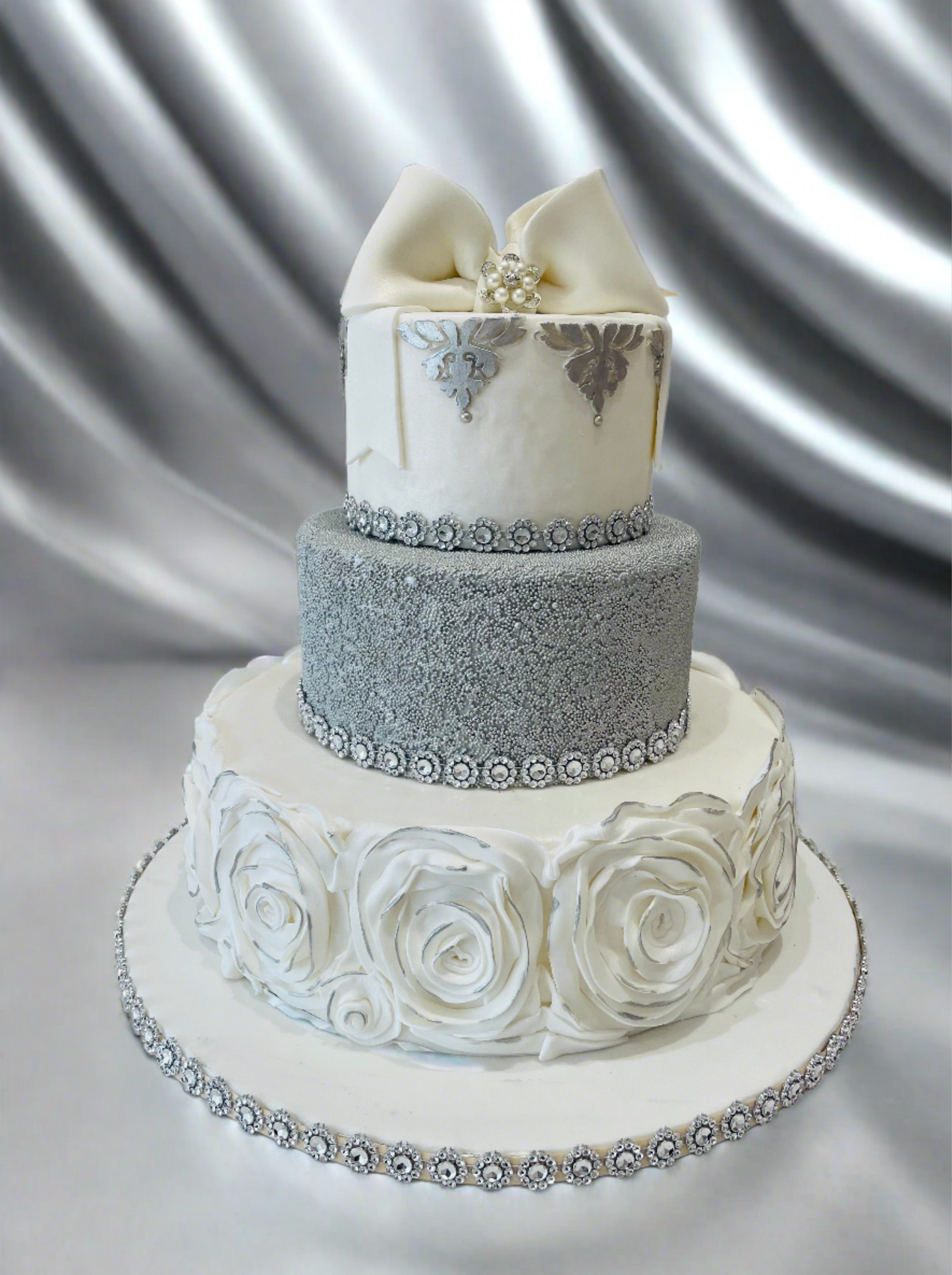 Silver Fondant Wedding Cake