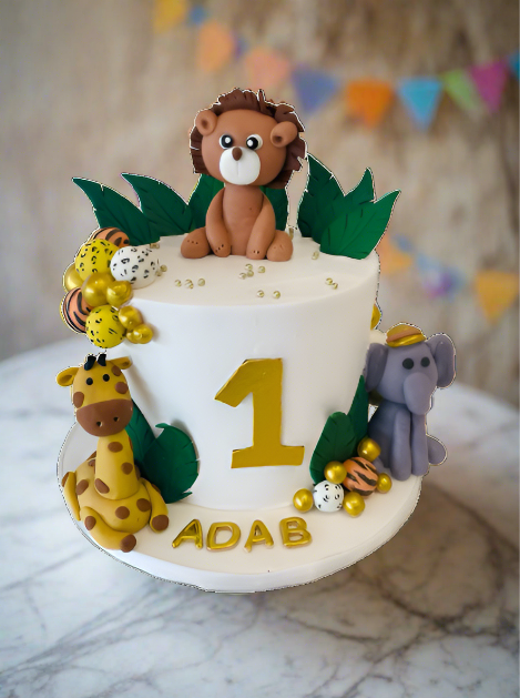 Adab 1st Birthday Animal Cream Cake