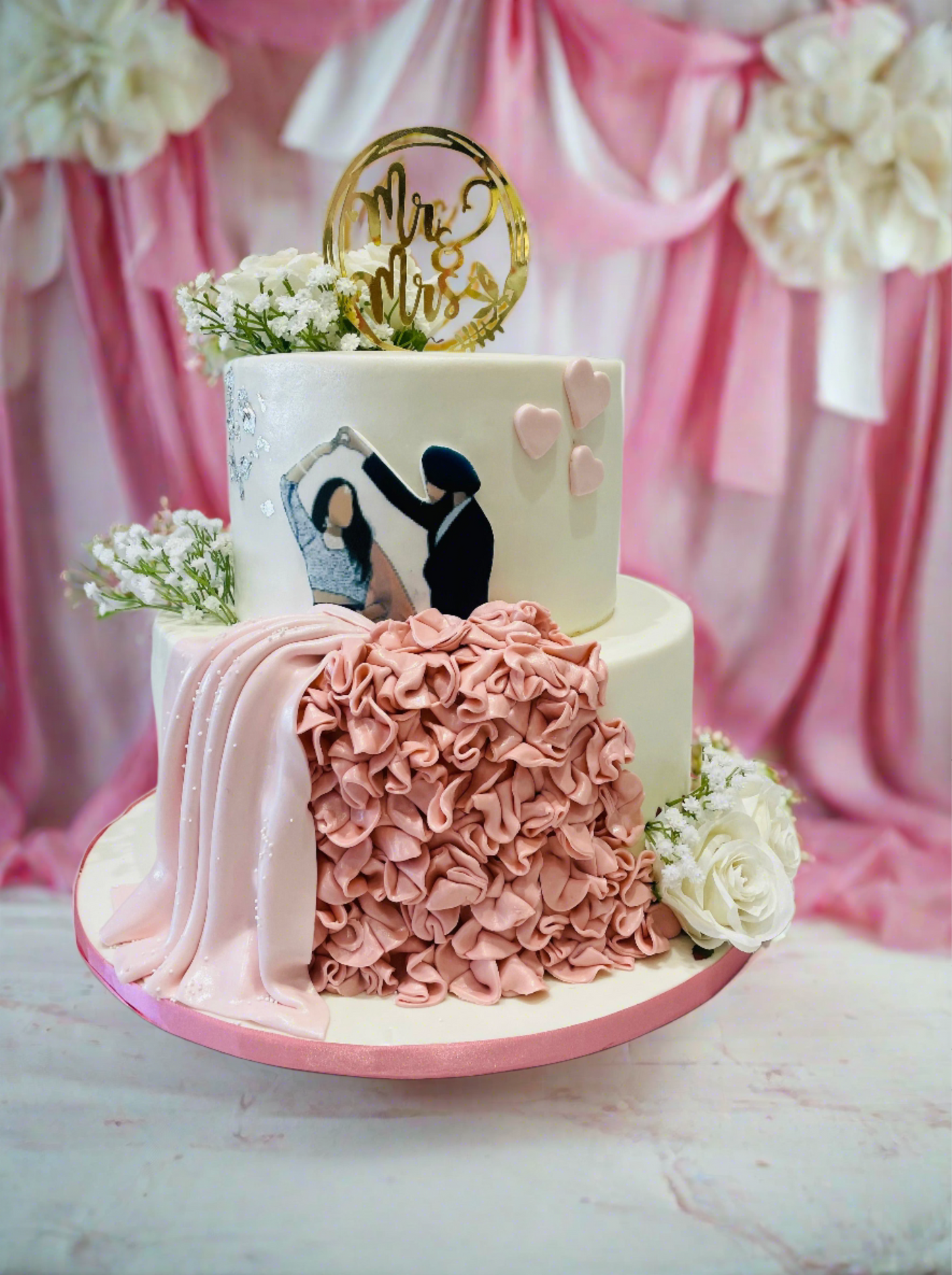 Wedding Ruffle Fondant Cake
