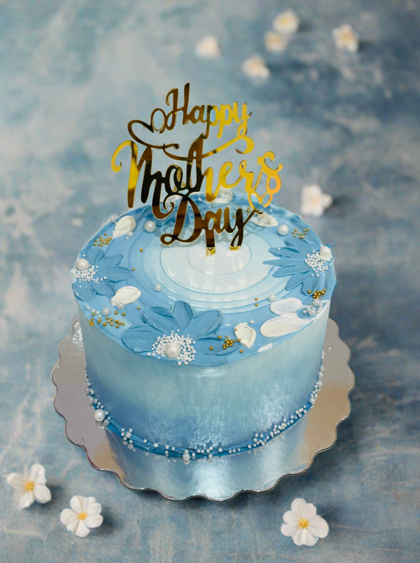 Dusty Blue Mother's Day Cake