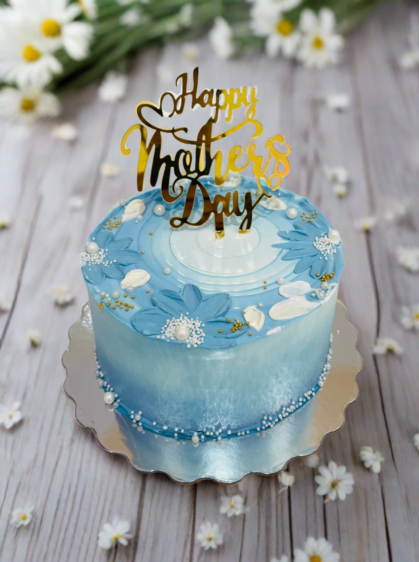 Dusty Blue Mother's Day Cake