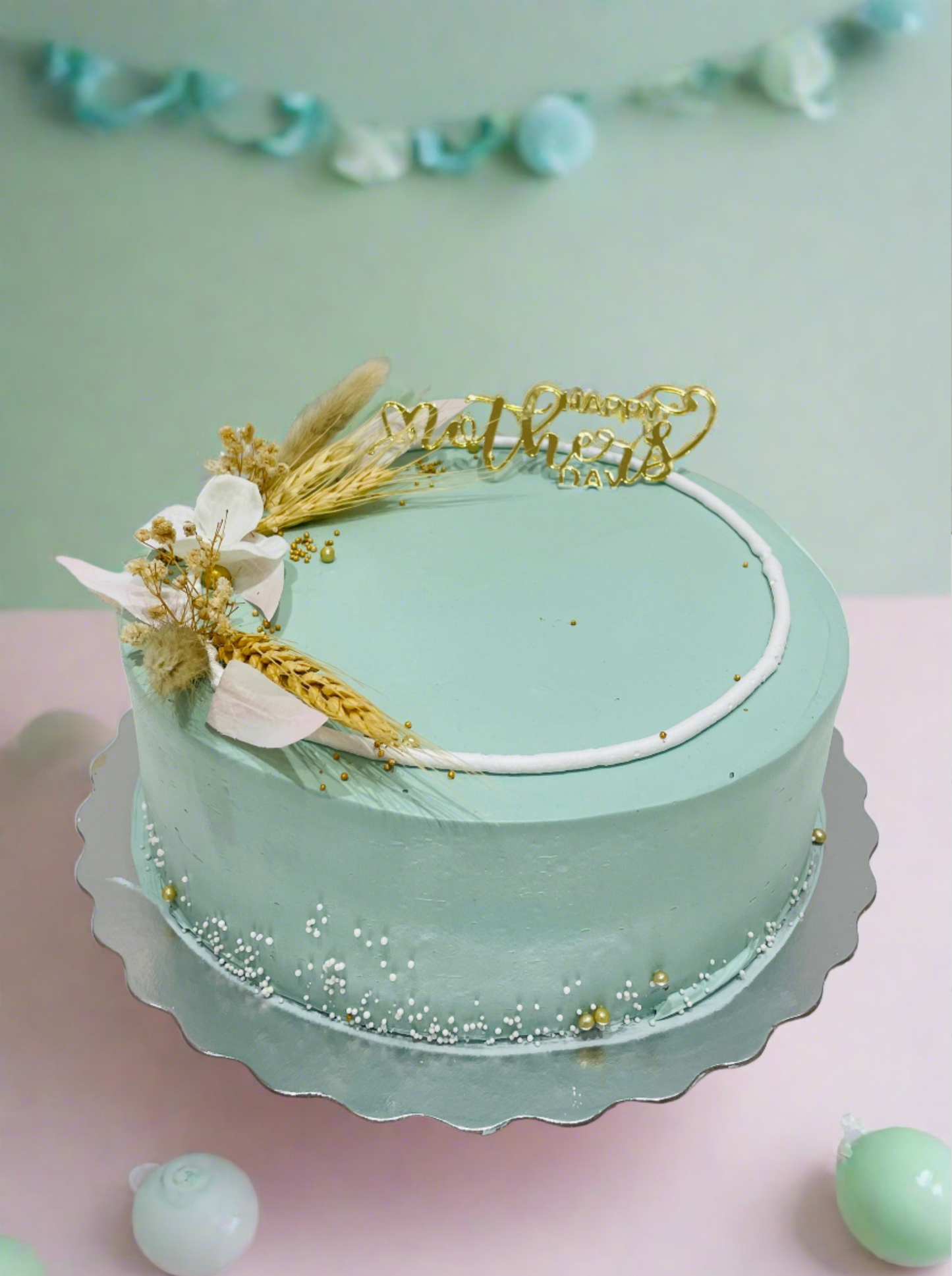 Sage Green & Ivory Mother's Day Cake
