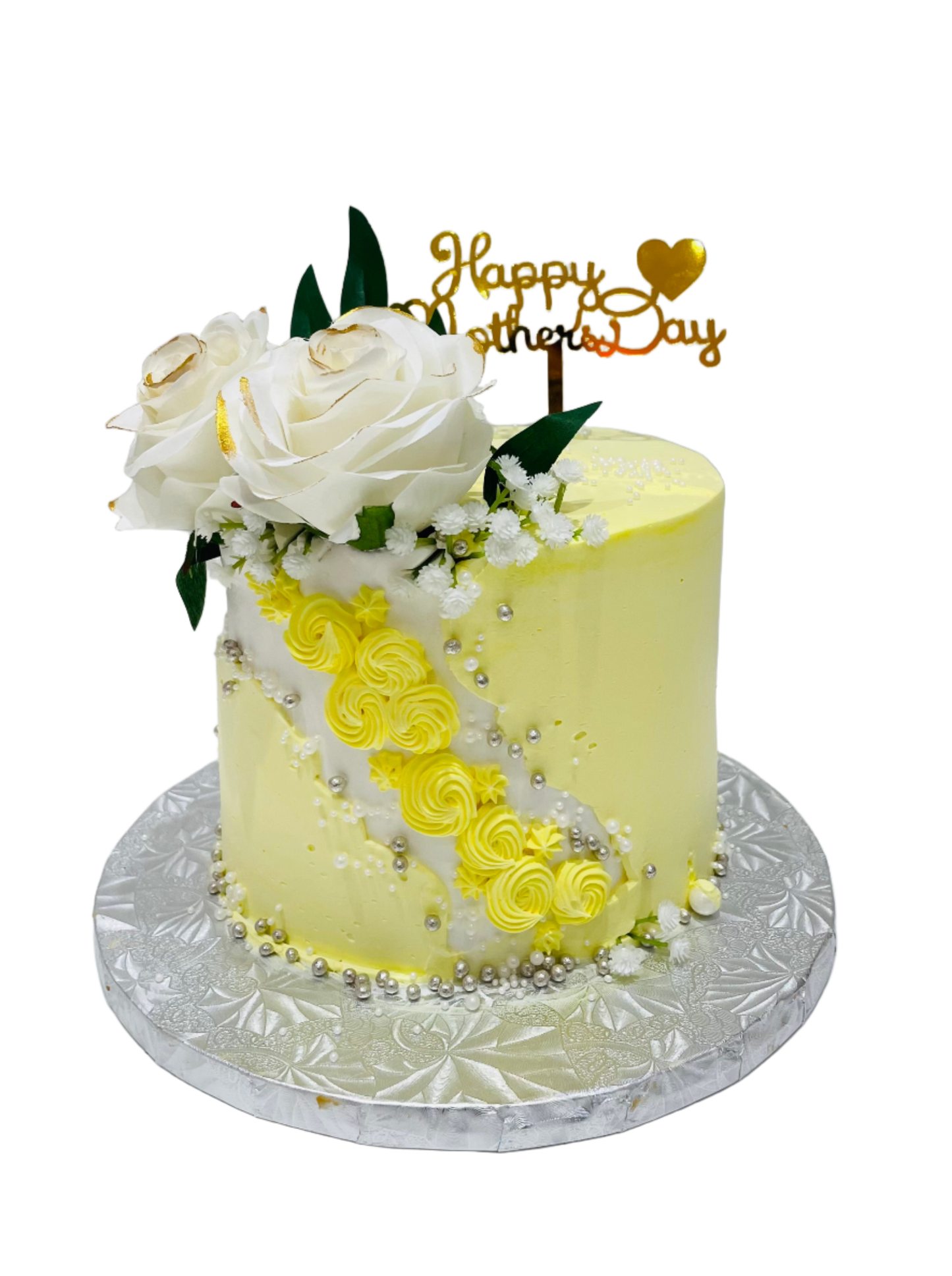 Yellow & White Mother's Day Cake