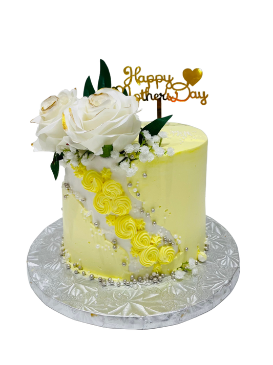 Yellow & White Mother's Day Cake