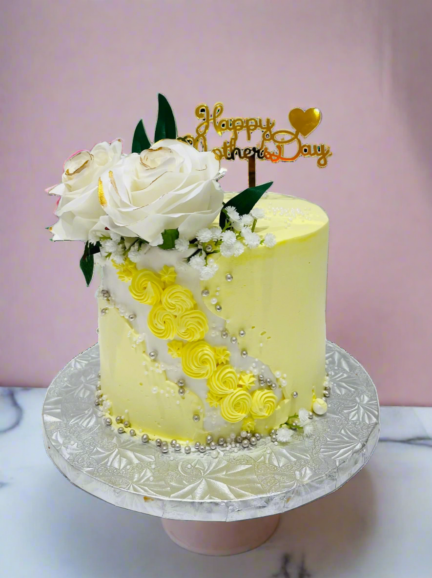 Yellow & White Mother's Day Cake