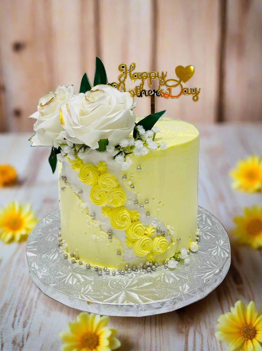 Yellow & White Mother's Day Cake