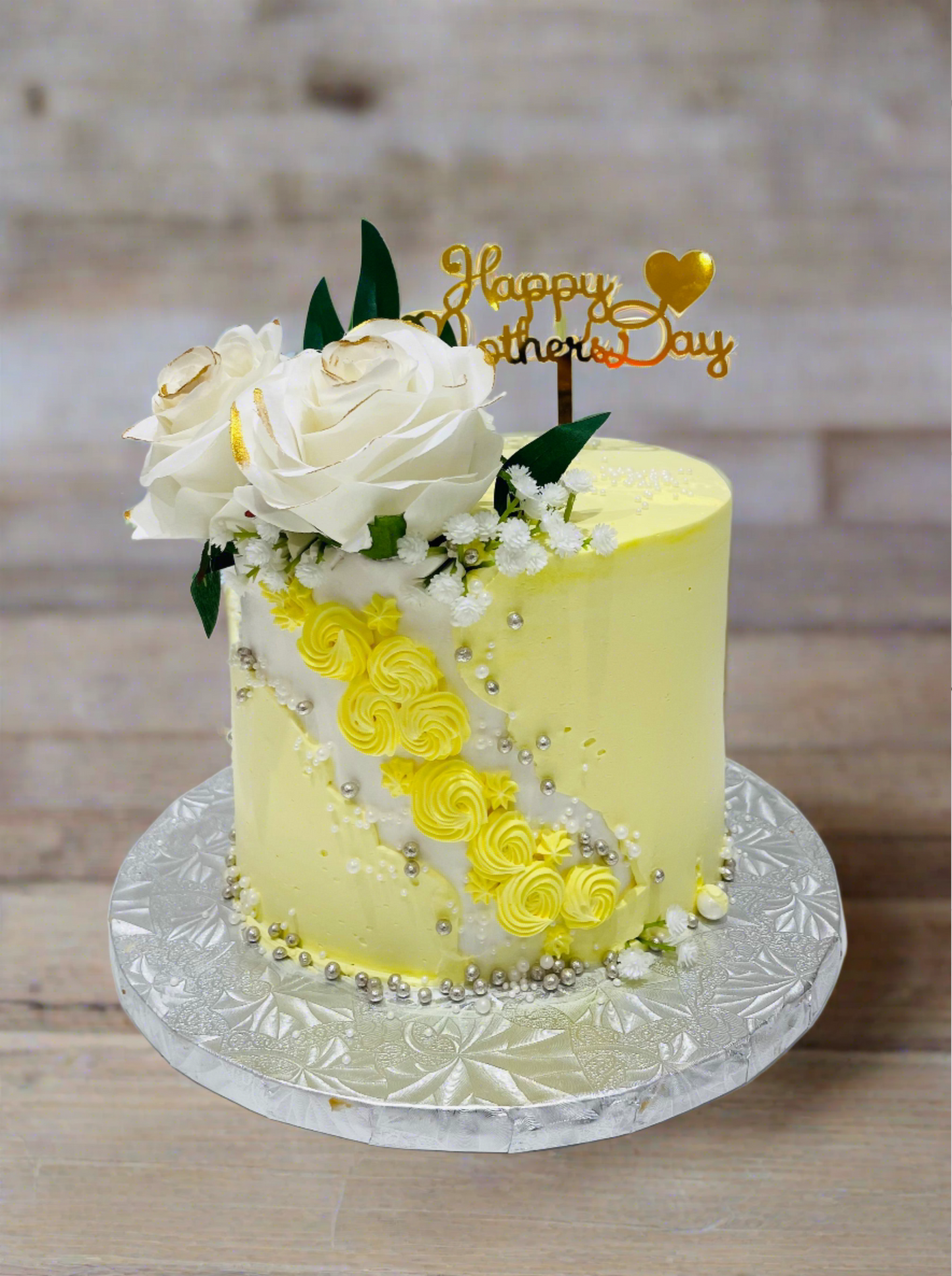 Yellow & White Mother's Day Cake